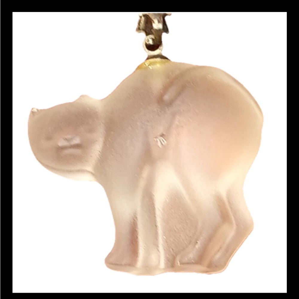 Vintage Frosted Glass Bear Pendant in Soft White